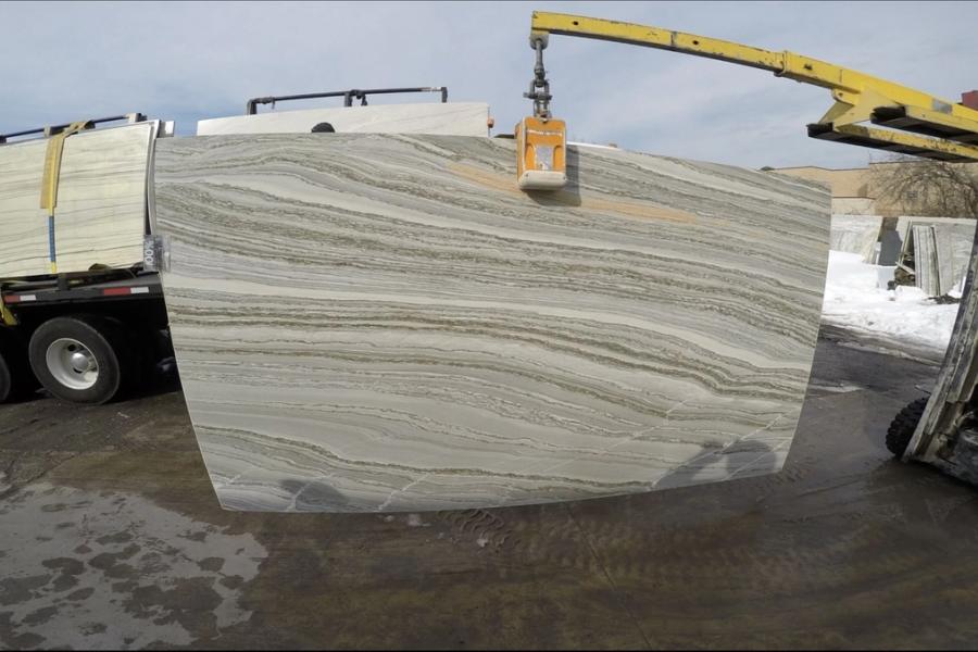 Quartzite slab — stone photographed in the yard, 120 by 60 inches
