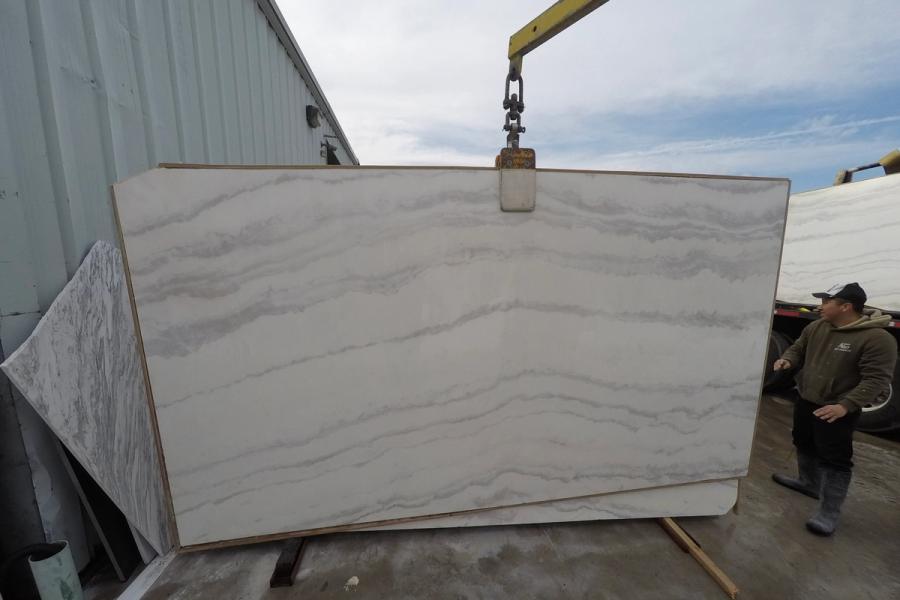 Quartzite slab — stone photographed in the yard, 120 by 60 inches