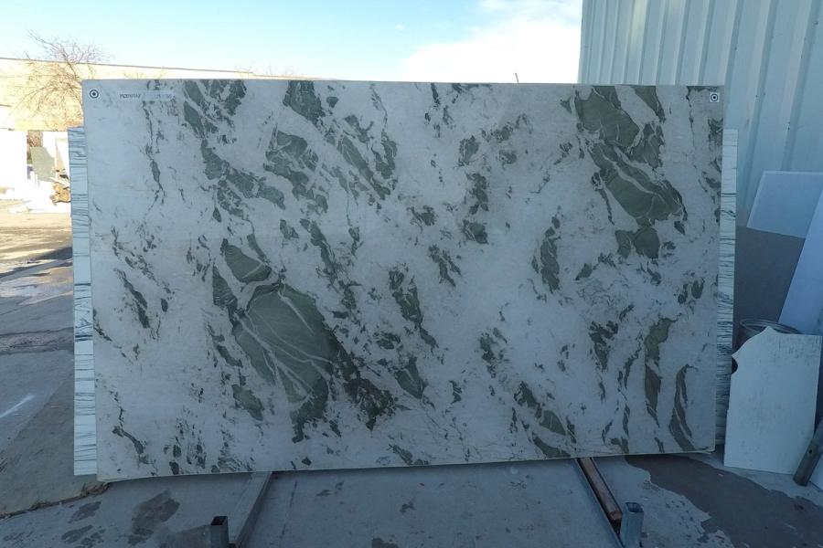 Marble slab — stone photographed in the yard, 120 by 60 inches