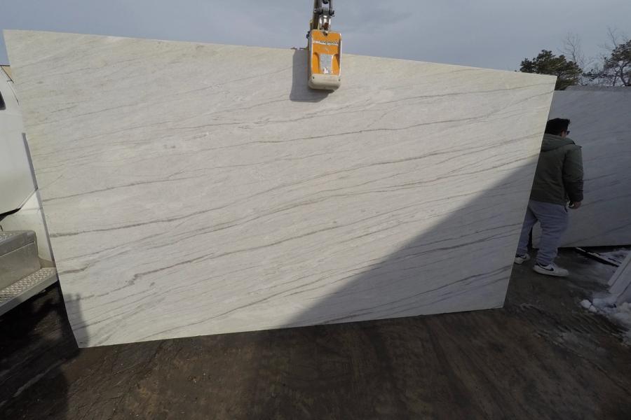 Marble slab — stone photographed in the yard, 120 by 60 inches